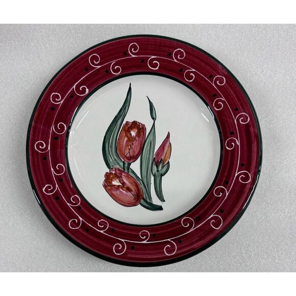 Vintage Grazia - Deruta Made in Italy Tulips Desert/ Salad Plate / Price for 1 - Picture 1 of 4